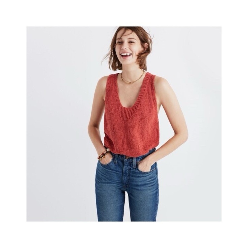 Madewell Springdale Sweater Tank Bright Brick Small